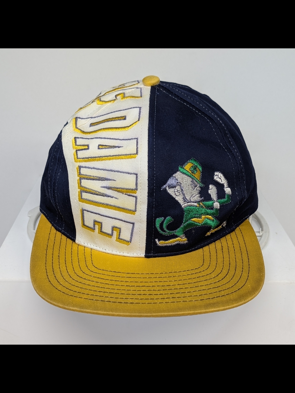 Vintage Notre Dame Fighting Irish U.S Headwear Spell Out Snapback Hat Rare